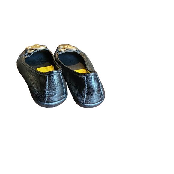 NWT $110 Aerosoles Bristol Gold Chain Link Soft Leather Black Career Flats 5.5 - Picture 5 of 6